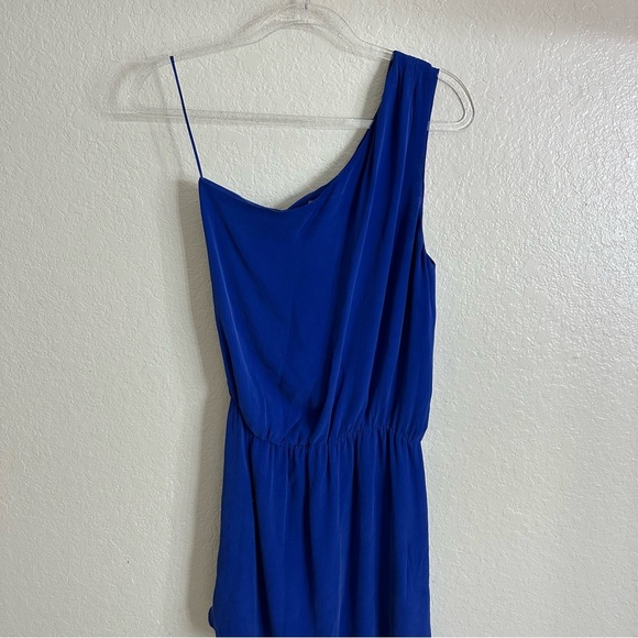 Michelle Mason Blue Silk One-Shoulder Dress size S - Picture 3 of 10